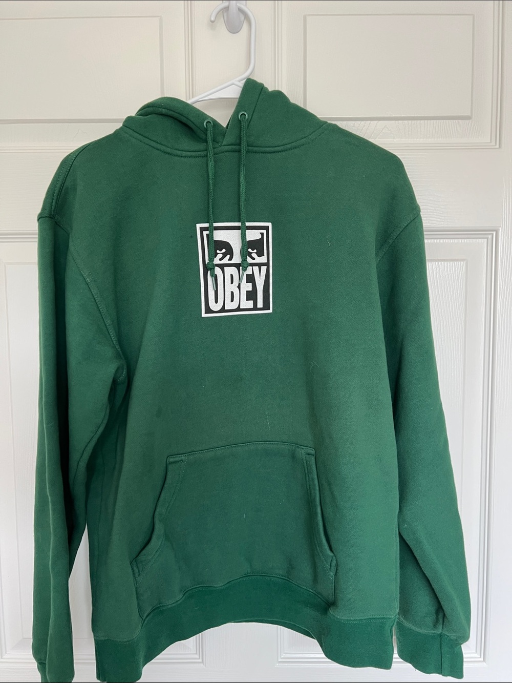 Obey Men's Dark Green Logo Crewneck Hoodie